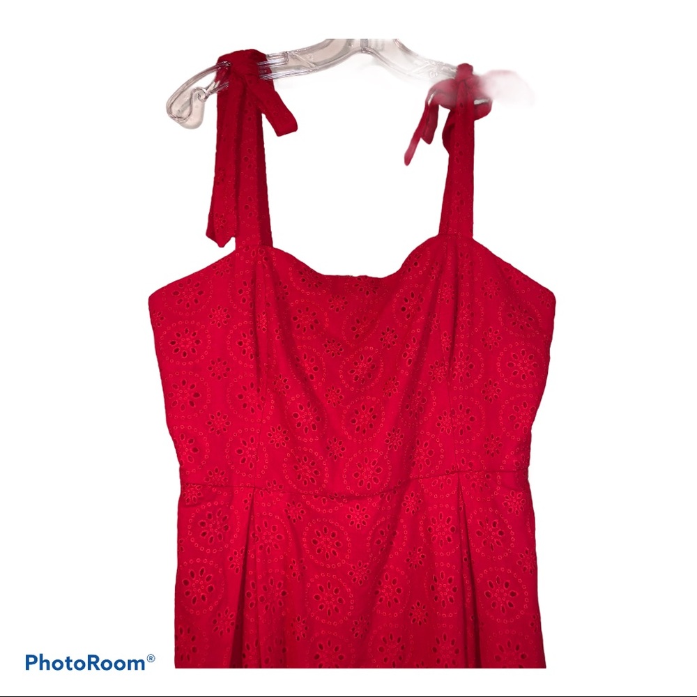 Anthropologie Red Sz 14 Kari Eyelet Midi Dress NWT - Picture 4 of 10